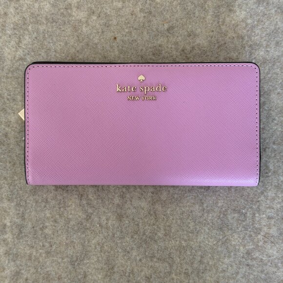 kate spade Handbags - Kate Spade Pink/Purple Leather Wallet Zip Around Saffiano Long Wallet